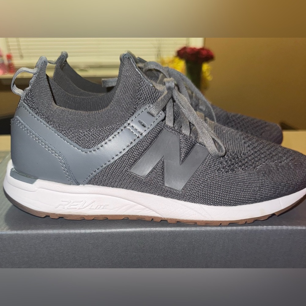 New Balance Charcoal Knit Sneakers